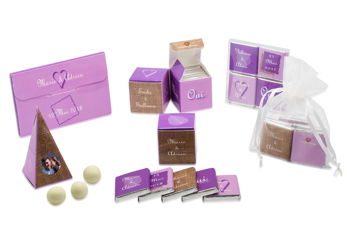  Gamme Thème Ultraviolet de Chocolat de Mariage